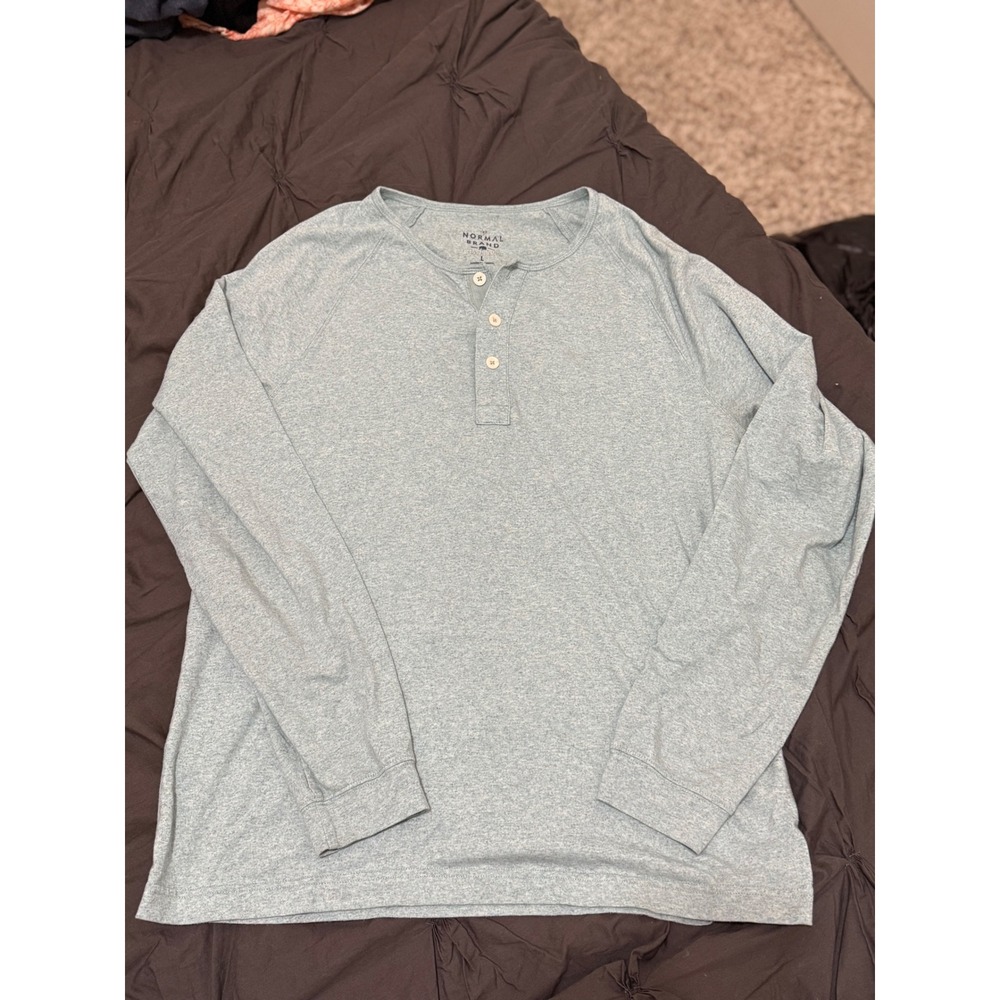 The Normal Brand Active Puremeso L Long Sleeve Henley Shirt Blue